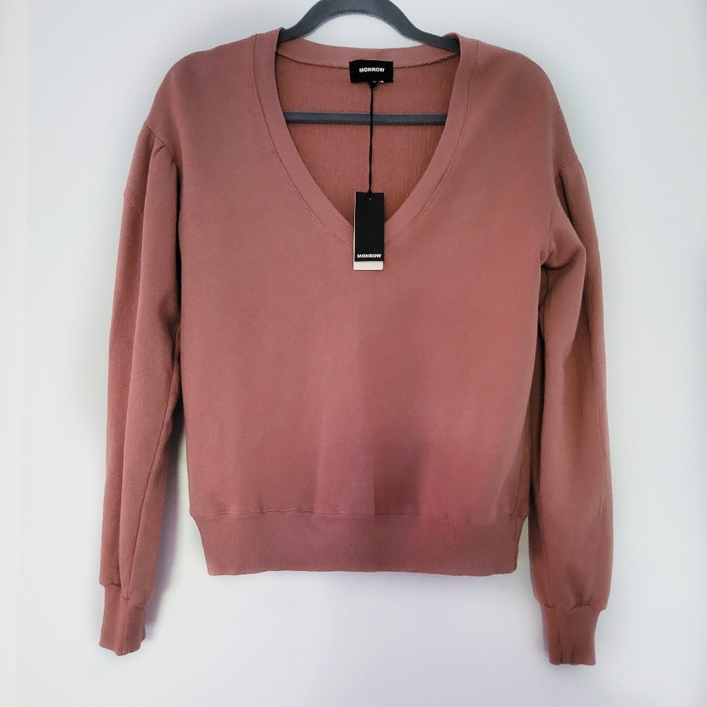 NEW Monrow Shirred Sleeve Sweatshirt Small - Picture 5 of 8